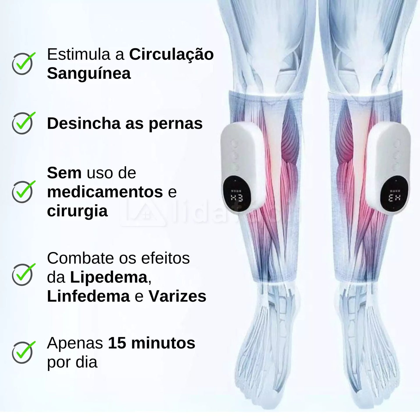 Massageador de Pernas Compressão de Ar com Aquecimento Sem Fio