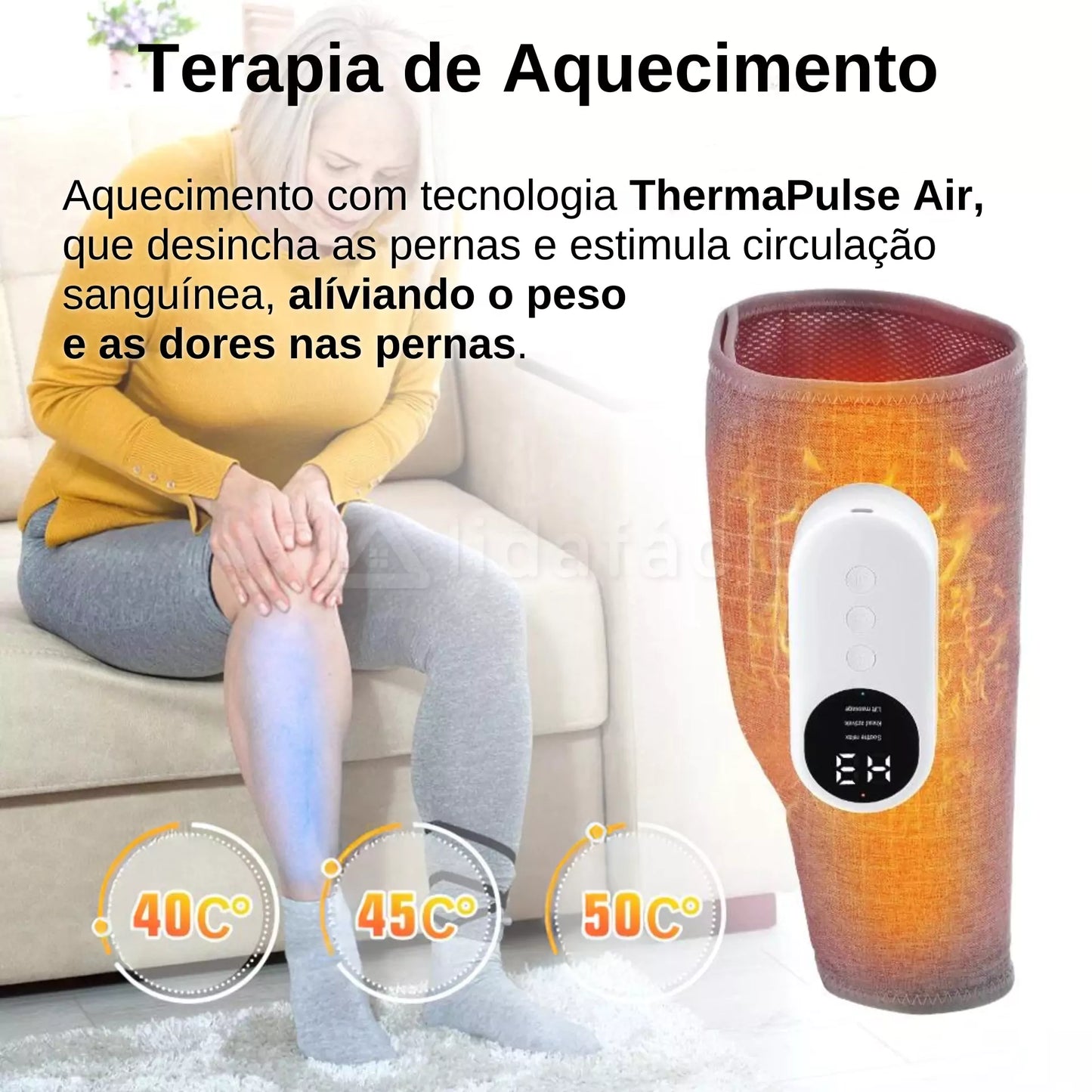 Massageador de Pernas Compressão de Ar com Aquecimento Sem Fio