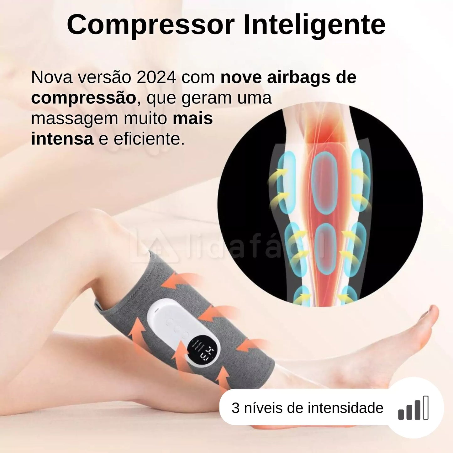 Massageador de Pernas Compressão de Ar com Aquecimento Sem Fio