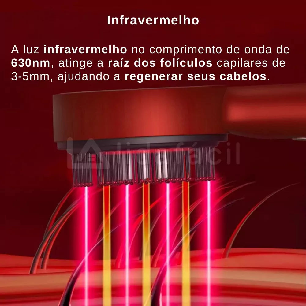 Escova Infravermelho Massageadora com Aplicador Líquido para Recuperação Capilar — Estímulo aos Folículos
