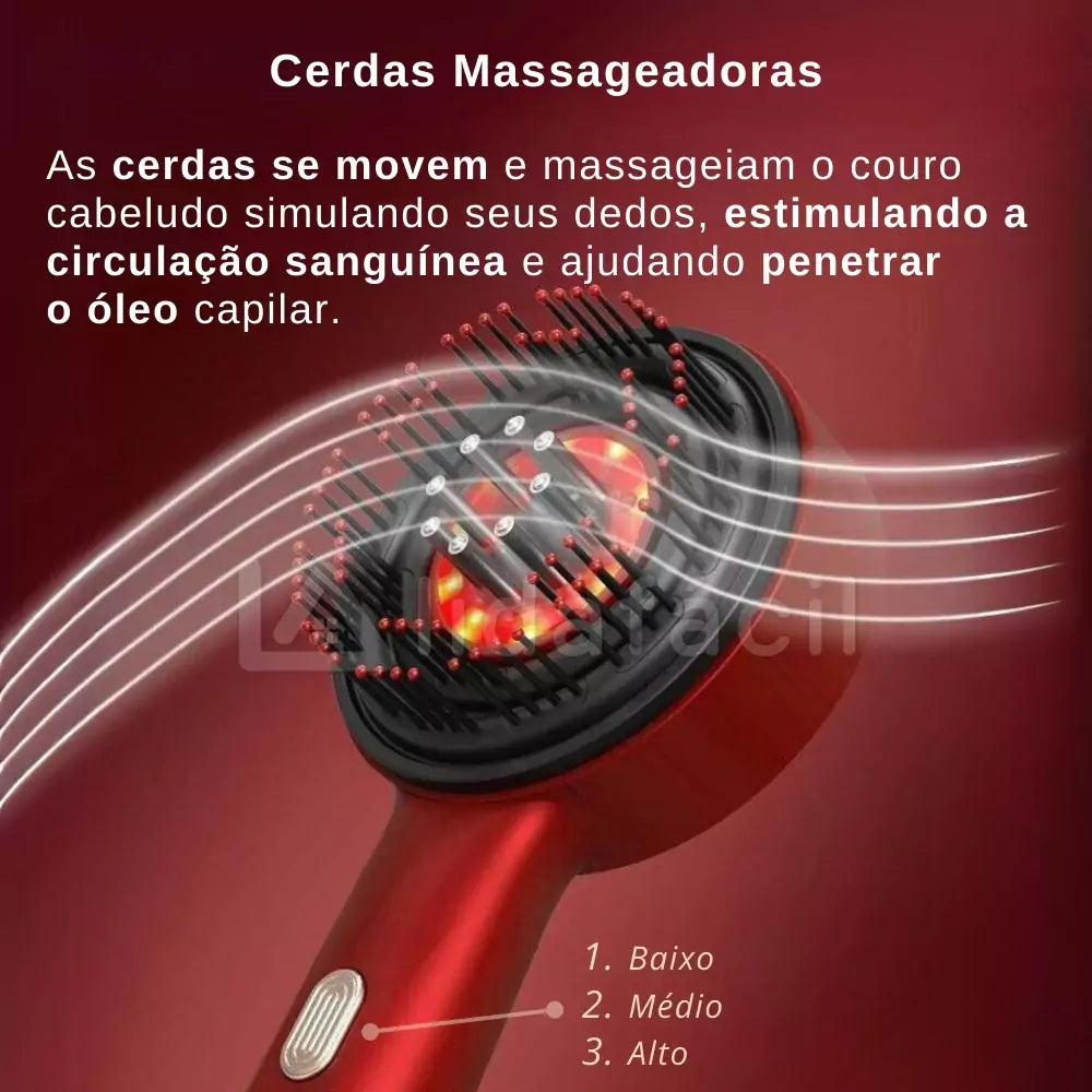 Escova Infravermelho Massageadora com Aplicador Líquido para Recuperação Capilar — Estímulo aos Folículos