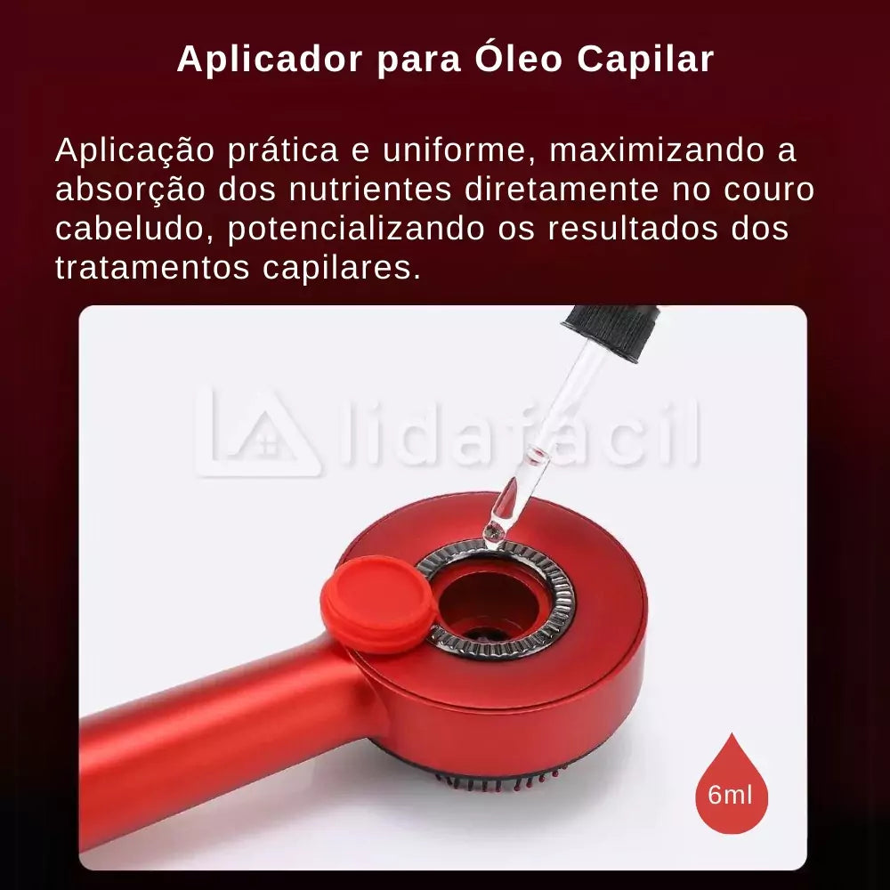 Escova Infravermelho Massageadora com Aplicador Líquido para Recuperação Capilar — Estímulo aos Folículos