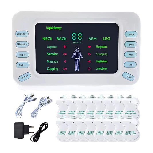 Aparelho Corrente Russa e Tens Portátil com Bateria + 20 Pads