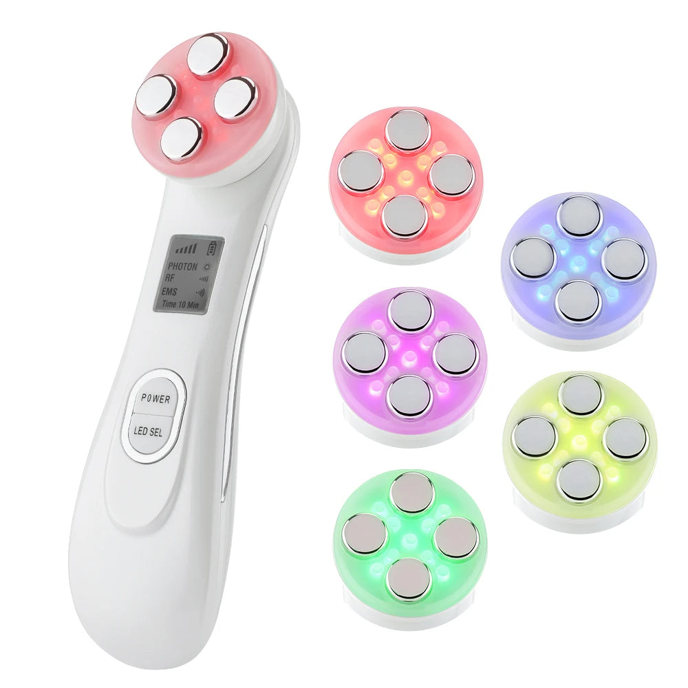 Aparelho Skin Care EMS, Radiofrequência Facial e LED - Cuidado Facial - 5 em 1