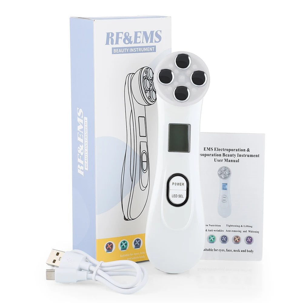 Aparelho Skin Care EMS, Radiofrequência Facial e LED - Cuidado Facial - 5 em 1