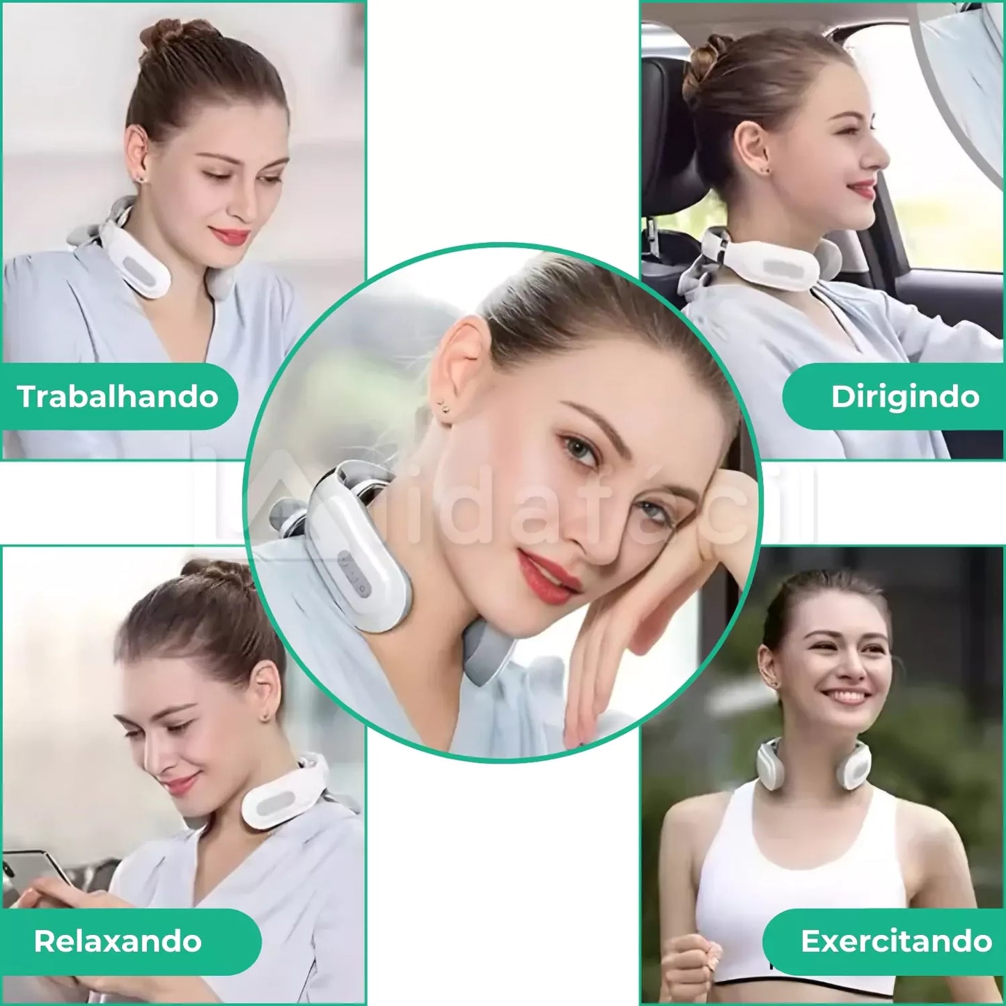 Massageador de Pescoço e Cervical TENS EMS para Alívio de Tensão Muscular