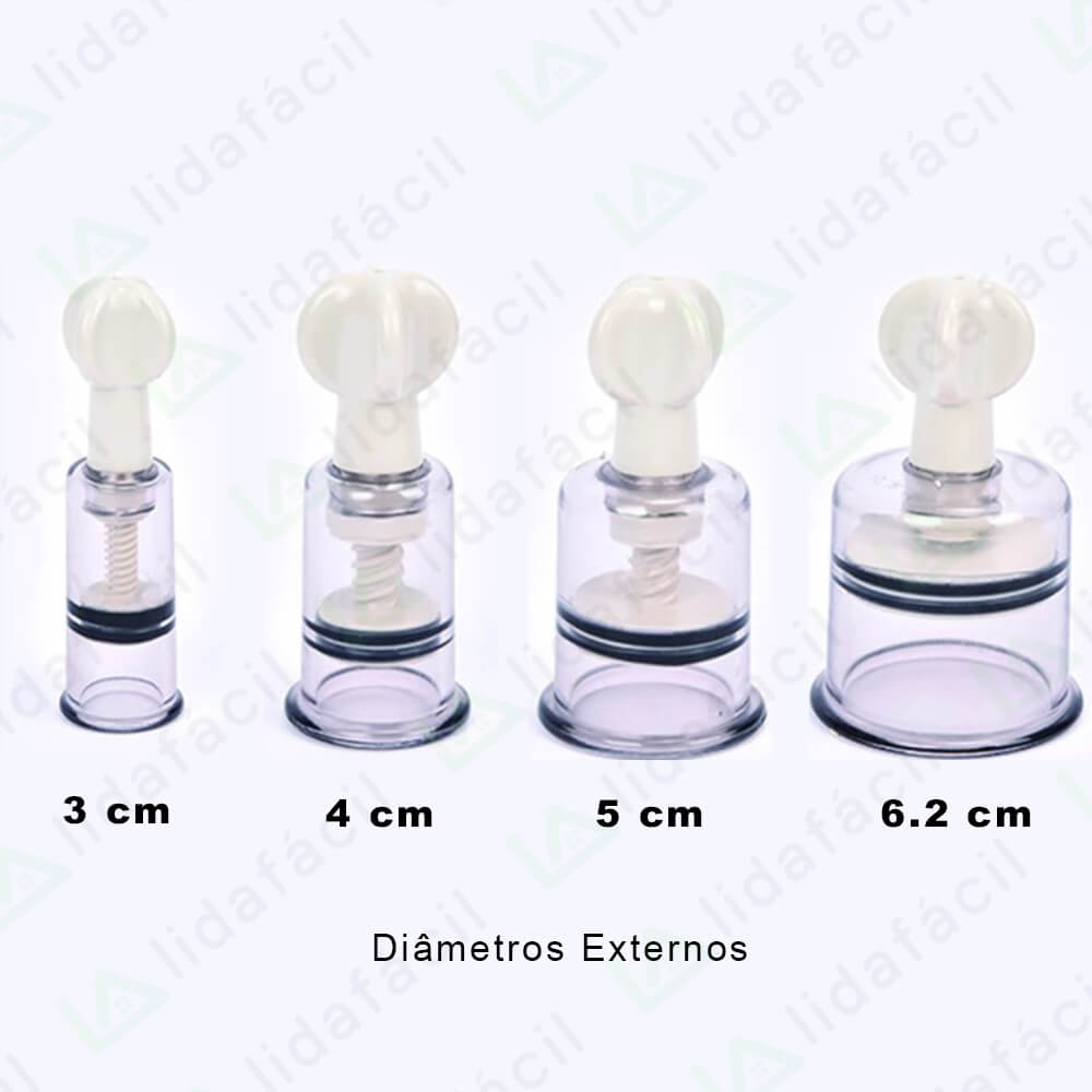 Ventosas Para Ventosaterapia Rotativos em Espiral Manual Kit 4 Unidades