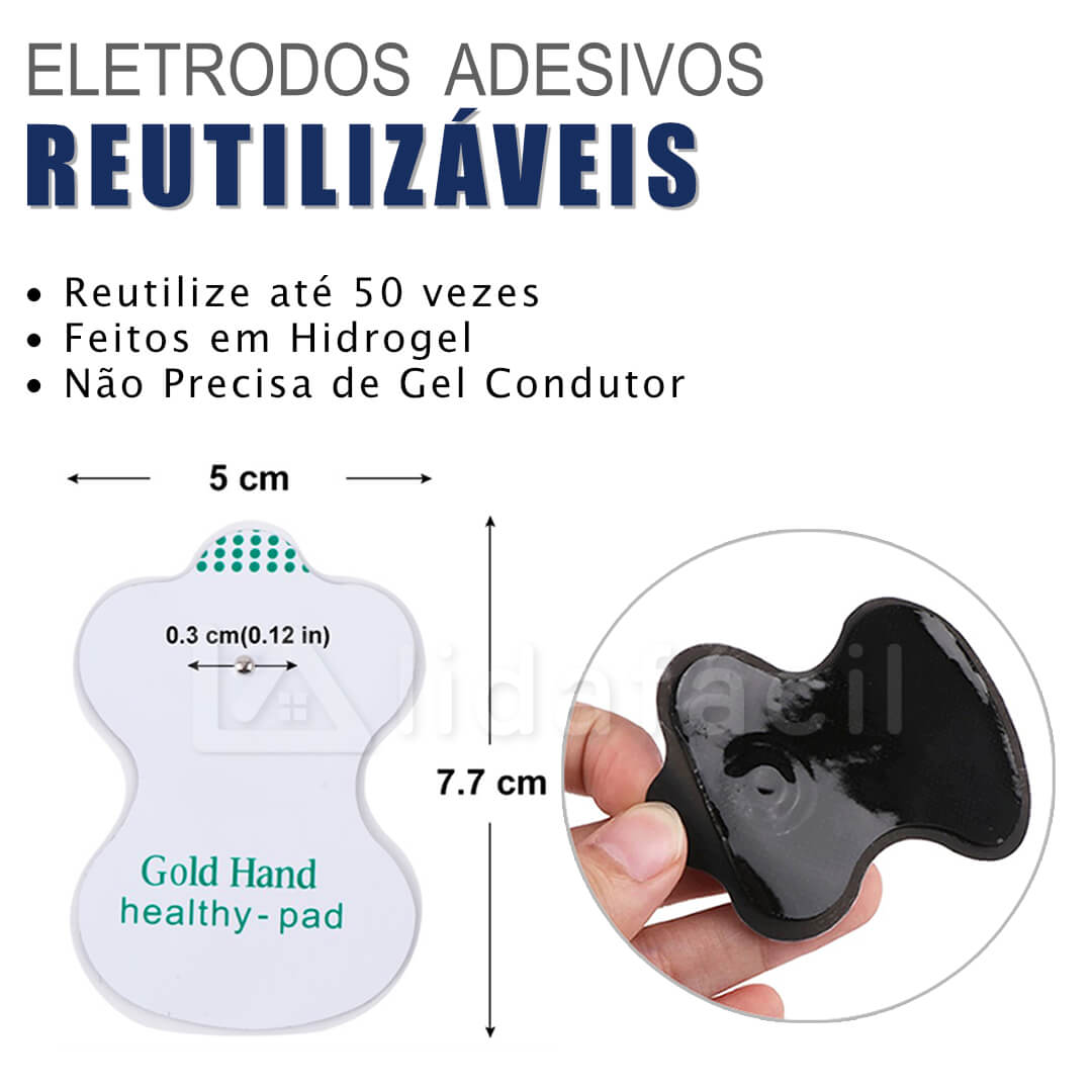 Aparelho Corrente Russa e Tens Portátil com Bateria + 20 Pads
