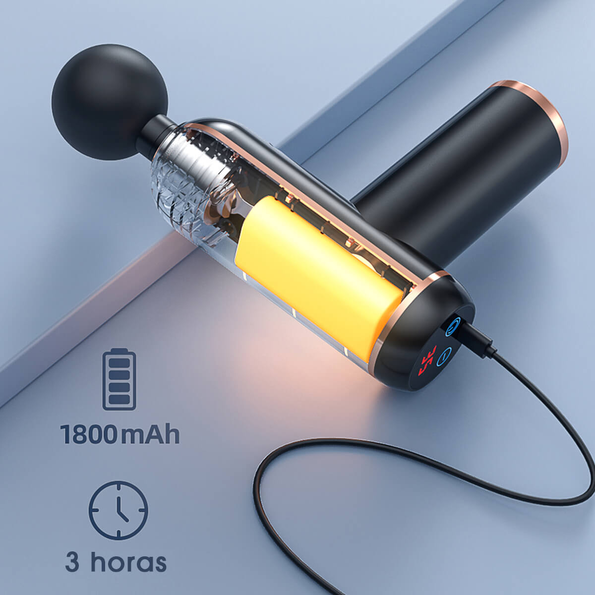 Pistola de Massagem Portátil Percussão Massageador Musaki + Acessórios e Bolsa