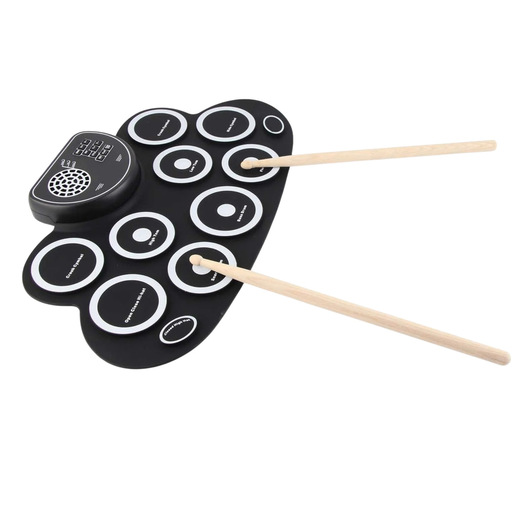 Bateria Eletrônica Portátil com Alto Falantes, Pedais e 9 Pads - Recarregável