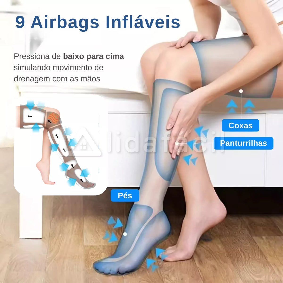 Bota de Compressão Pneumática Recovery - Com Aquecimento - Melhora da Circulação e Recuperação Muscular LF-2026