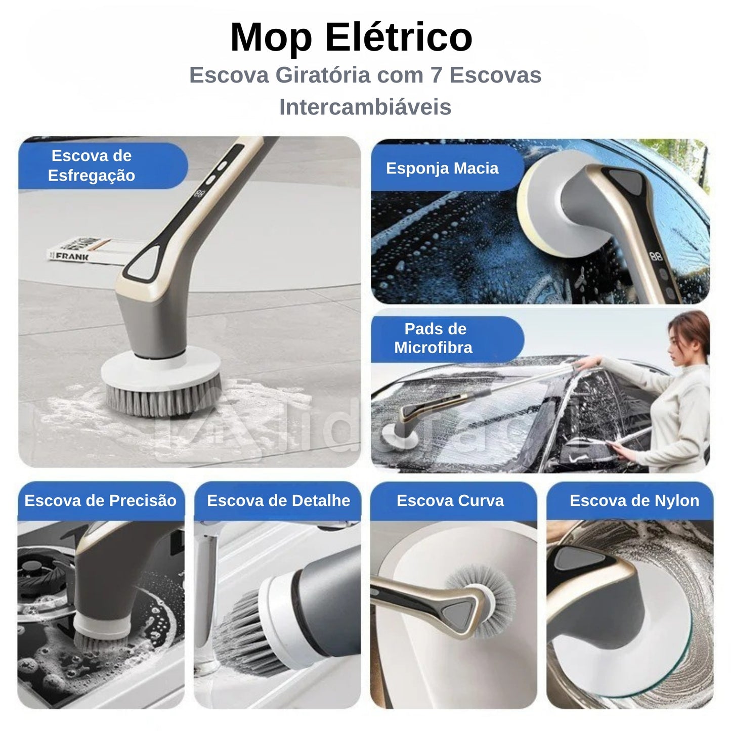 Mop Elétrico Sem Fio com Escova Giratória 300 RPM LF-2026