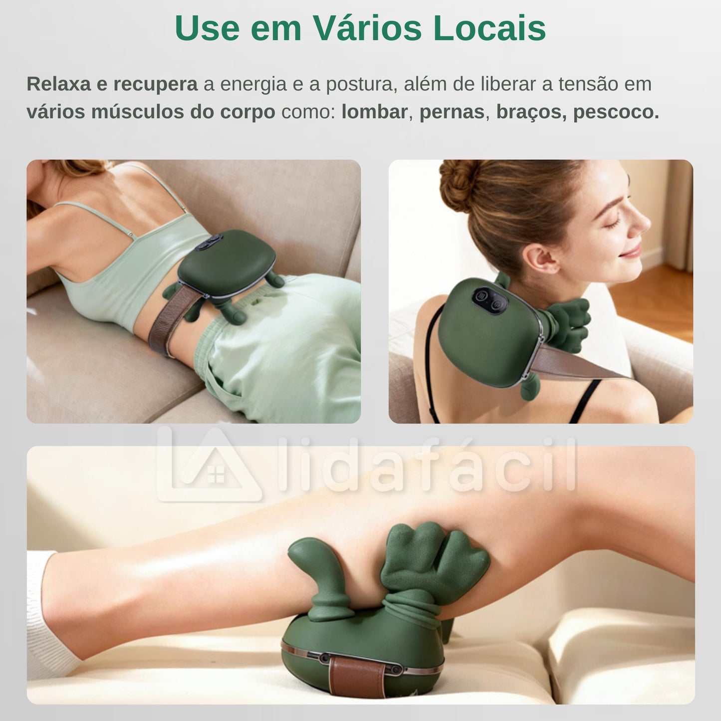 Massageador Portátil 4D para Pescoço e Costas - Simulador de Mãos Shiatsu