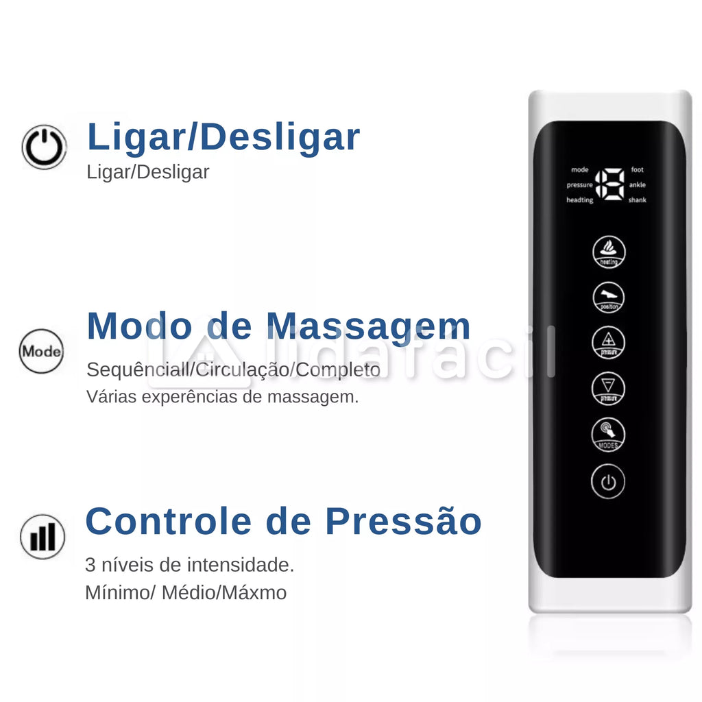 Bota de Compressão Pneumática Recovery - Com Aquecimento - Melhora da Circulação e Recuperação Muscular LF-2026