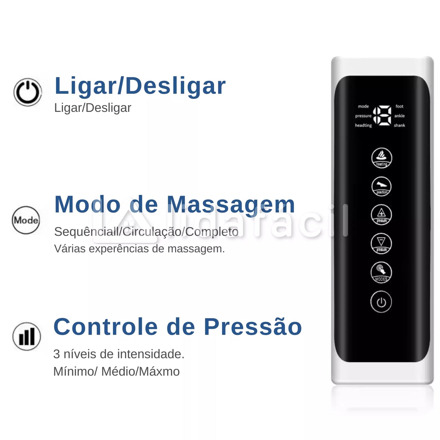 Bota de Compressão Pneumática Recovery - Com Aquecimento - Melhora da Circulação e Recuperação Muscular LF-2026