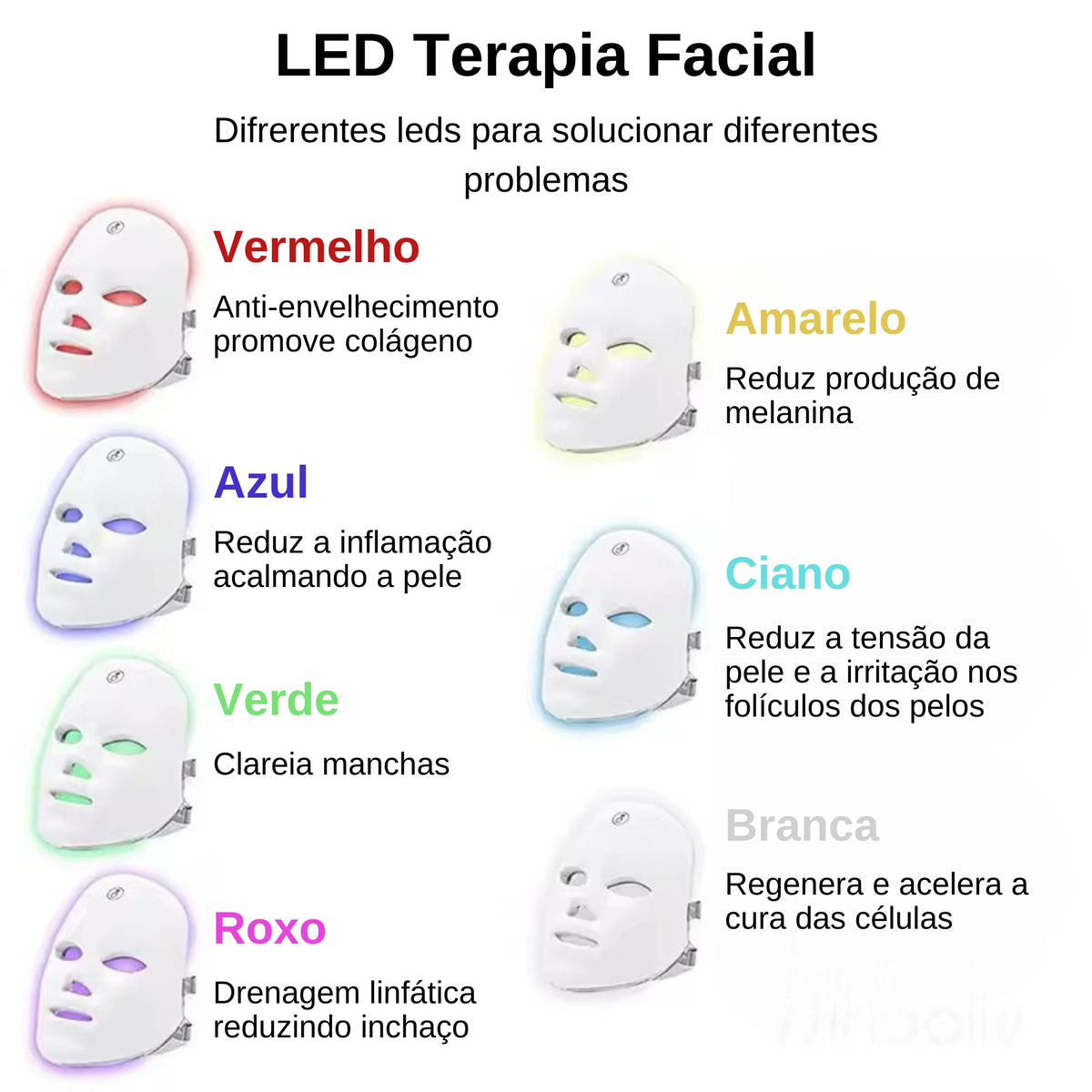 Mascara de LED Facial Rejuvenescimento