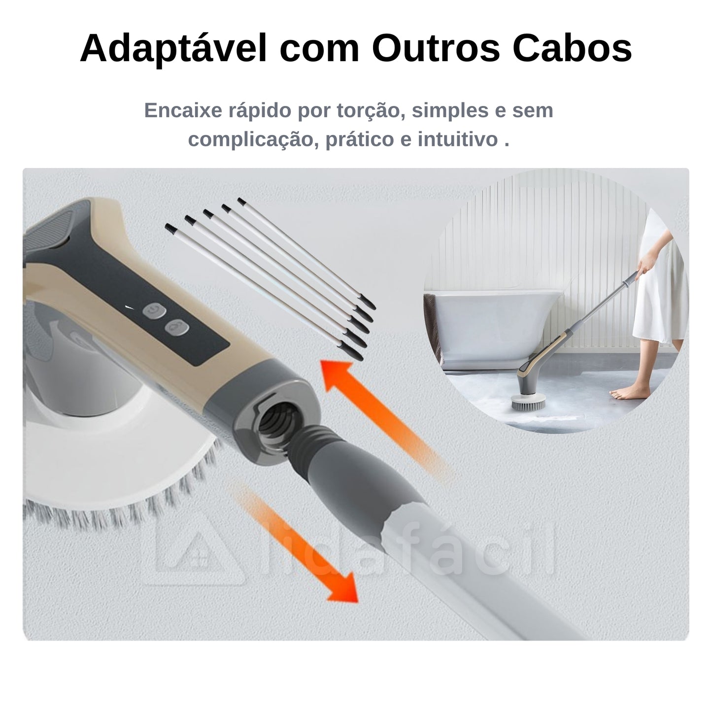 Mop Elétrico Sem Fio com Escova Giratória 300 RPM LF-2026