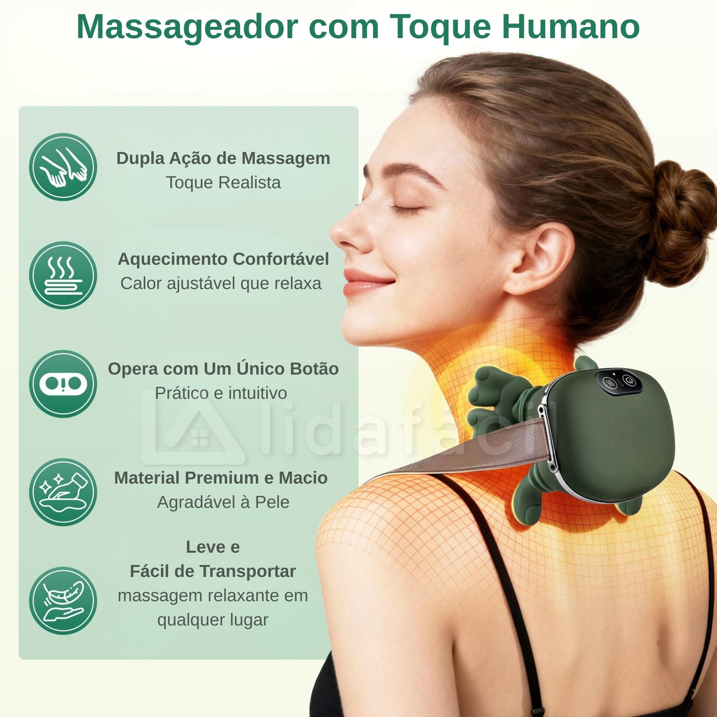 Massageador Portátil 4D para Pescoço e Costas - Simulador de Mãos Shiatsu