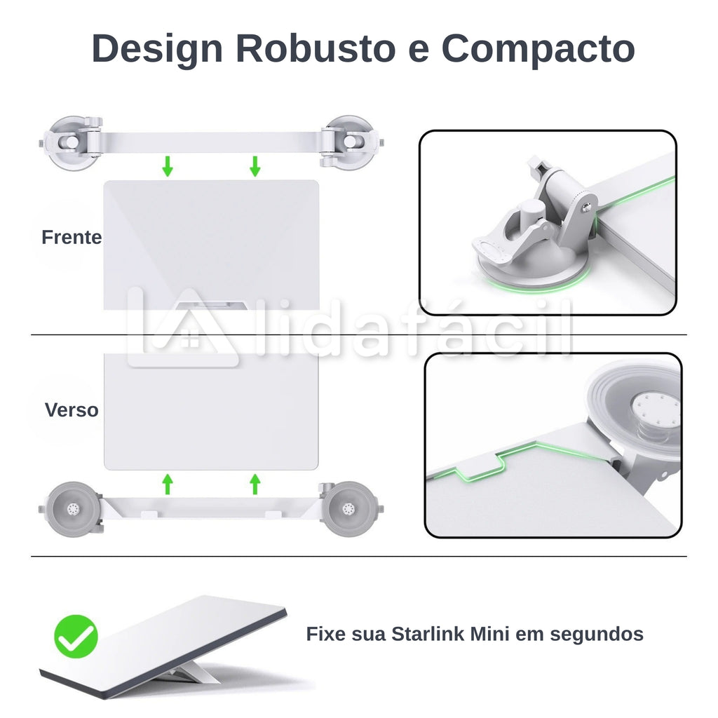 Suporte Starlink Mini 4 Ventosas Industriais e 2 Travessas - Maior Estabilidade