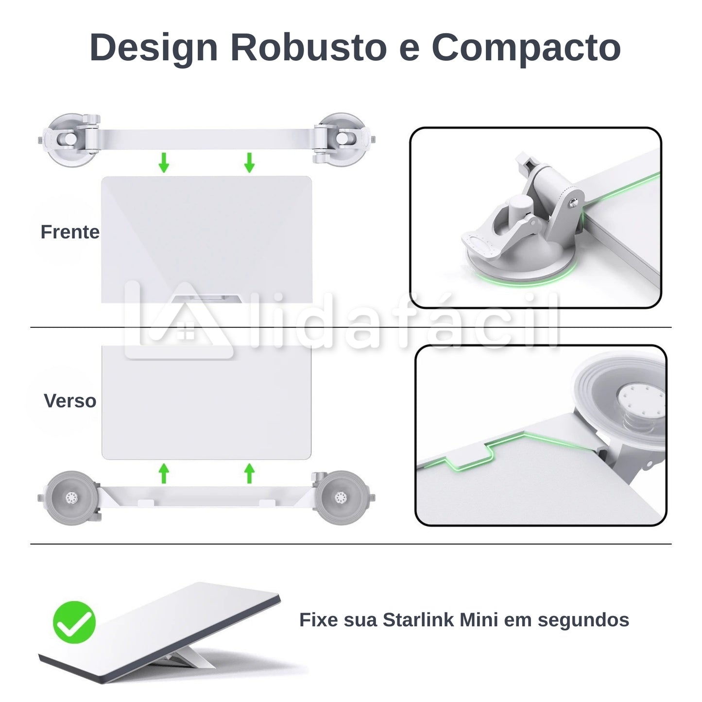 Suporte Starlink Mini 4 Ventosas Industriais e 2 Travessas - Maior Estabilidade