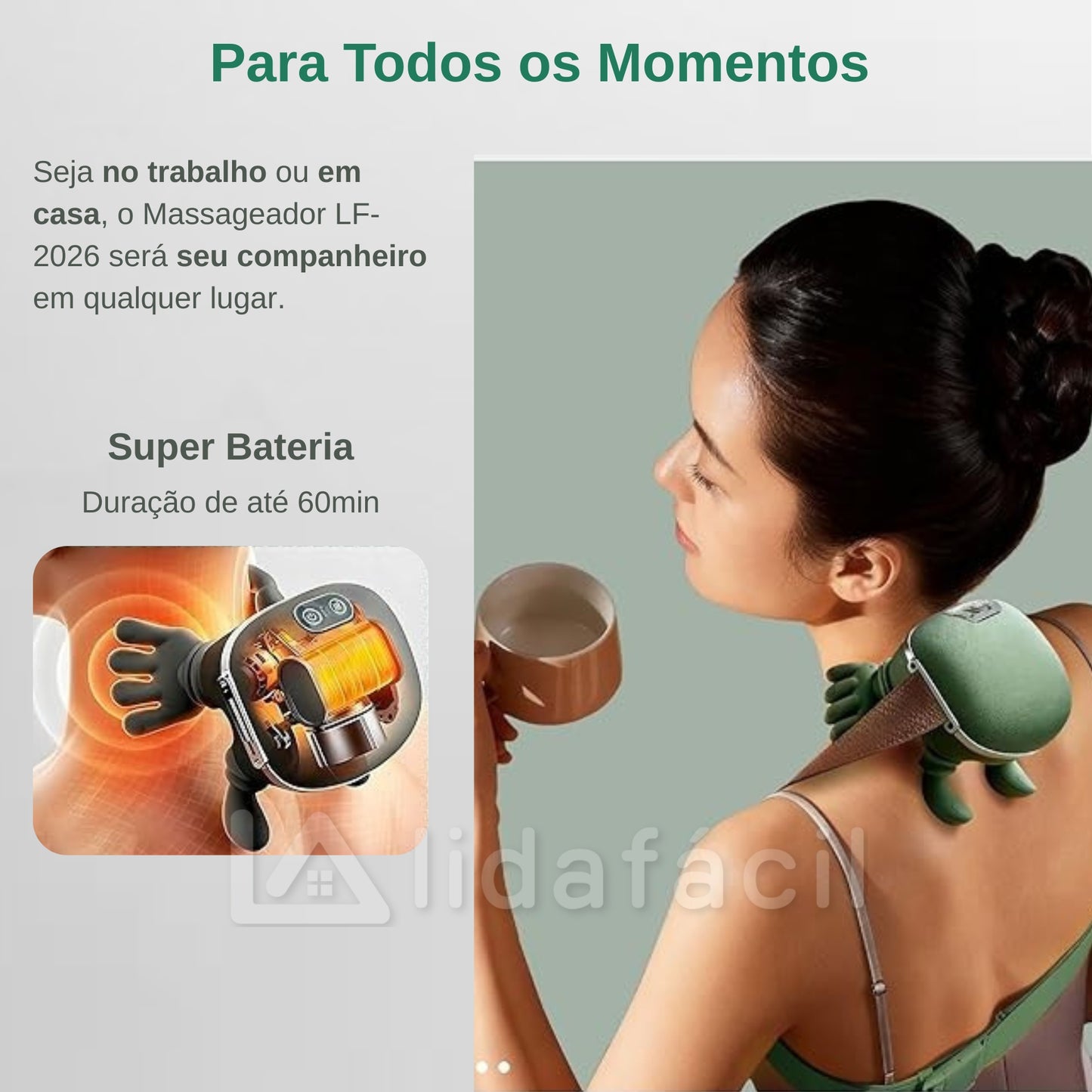 Massageador Portátil 4D para Pescoço e Costas - Simulador de Mãos Shiatsu