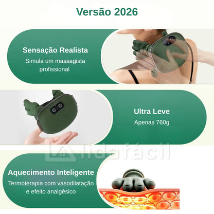Massageador Portátil 4D para Pescoço e Costas - Simulador de Mãos Shiatsu