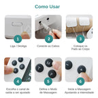 Eletroestimulador TENS e Corrente Russa Portátil Recarregável - 4 Canais - Conecta 8 Eletrodos LF-2026