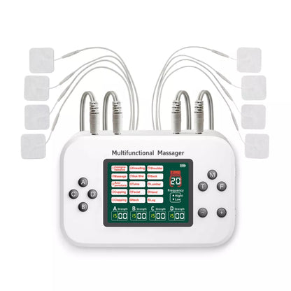 Eletroestimulador TENS e Corrente Russa Portátil Recarregável - 4 Canais - Conecta 8 Eletrodos LF-2026