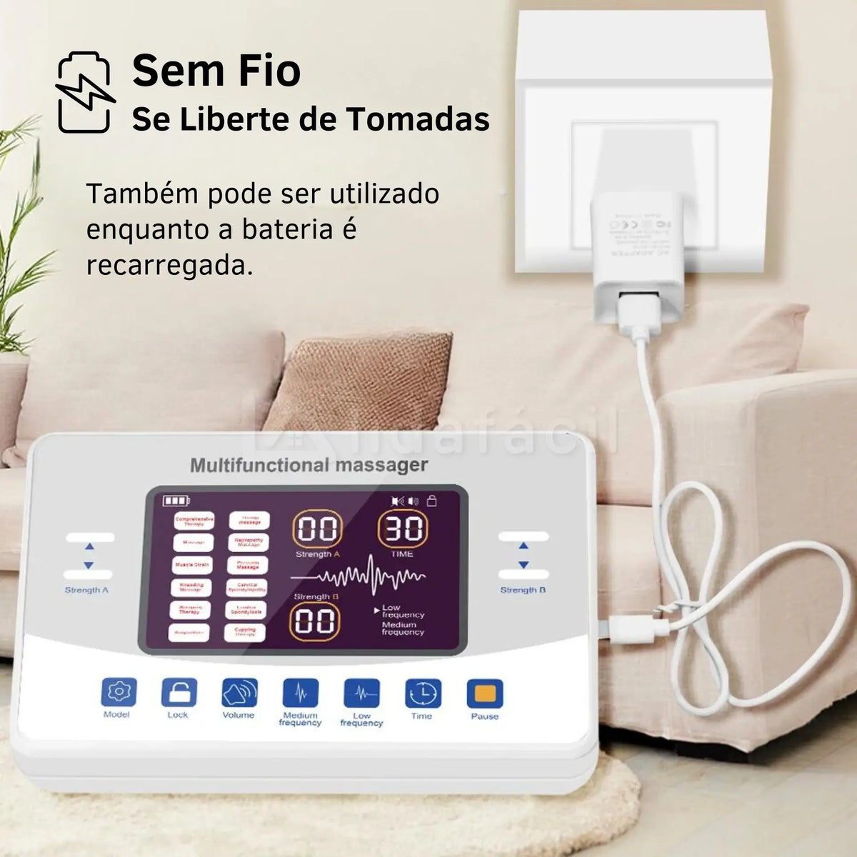 Aparelho Corrente Russa Tens Eletroestimulador Muscular Portátil LF-2024
