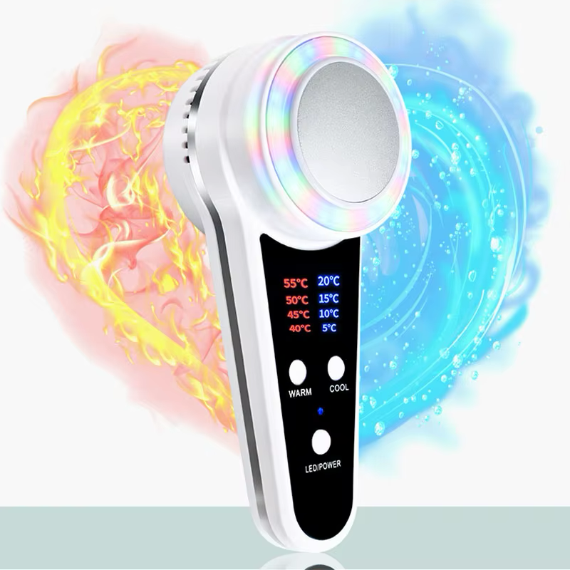 Dispositivo de Crioterapia Facial Quente e Frio com Fóton Azul - Massageador Anti-Acne e Lifting
