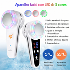 Dispositivo de Crioterapia Facial Quente e Frio com Fóton Azul - Massageador Anti-Acne e Lifting