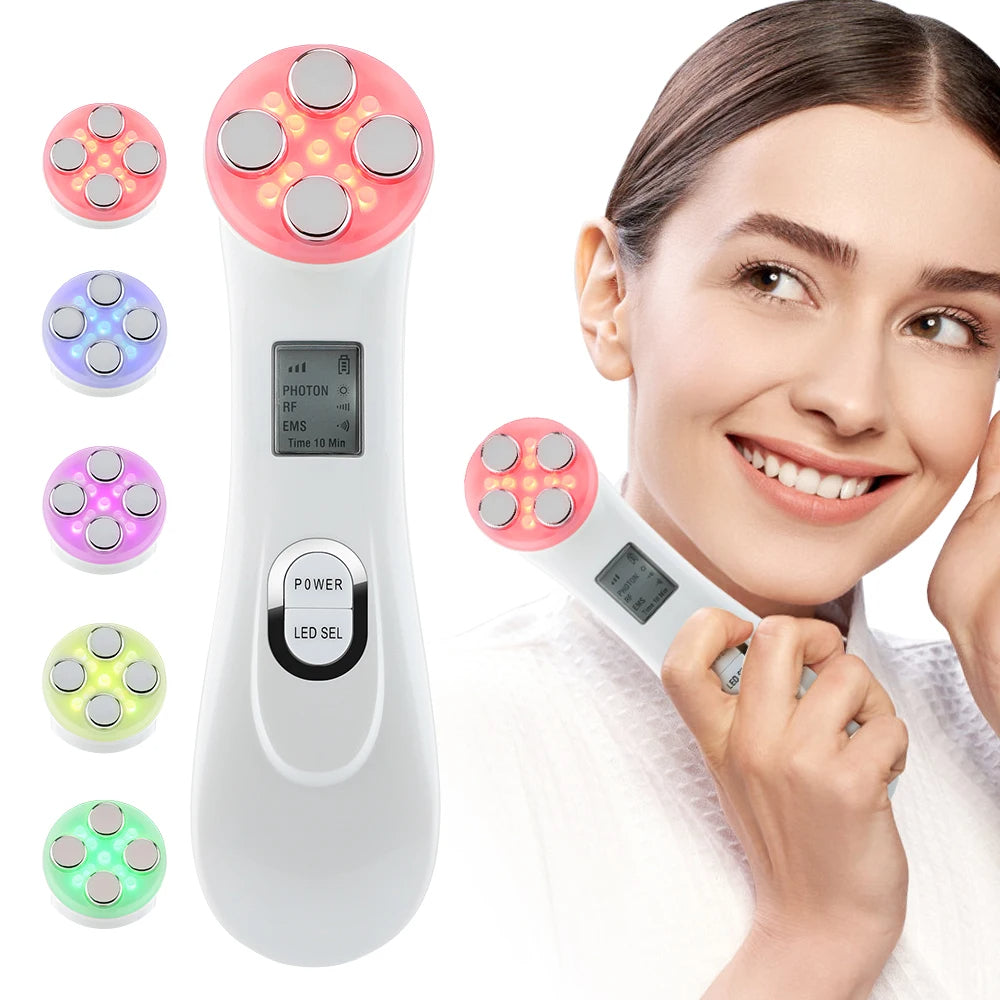 Aparelho Skin Care EMS, Radiofrequência Facial e LED - Cuidado Facial - 5 em 1