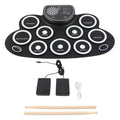 Bateria Eletrônica Portátil com Alto Falantes, Pedais e 9 Pads - Recarregável