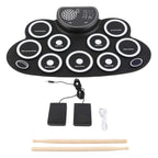Bateria Eletrônica Portátil com Alto Falantes, Pedais e 9 Pads - Recarregável