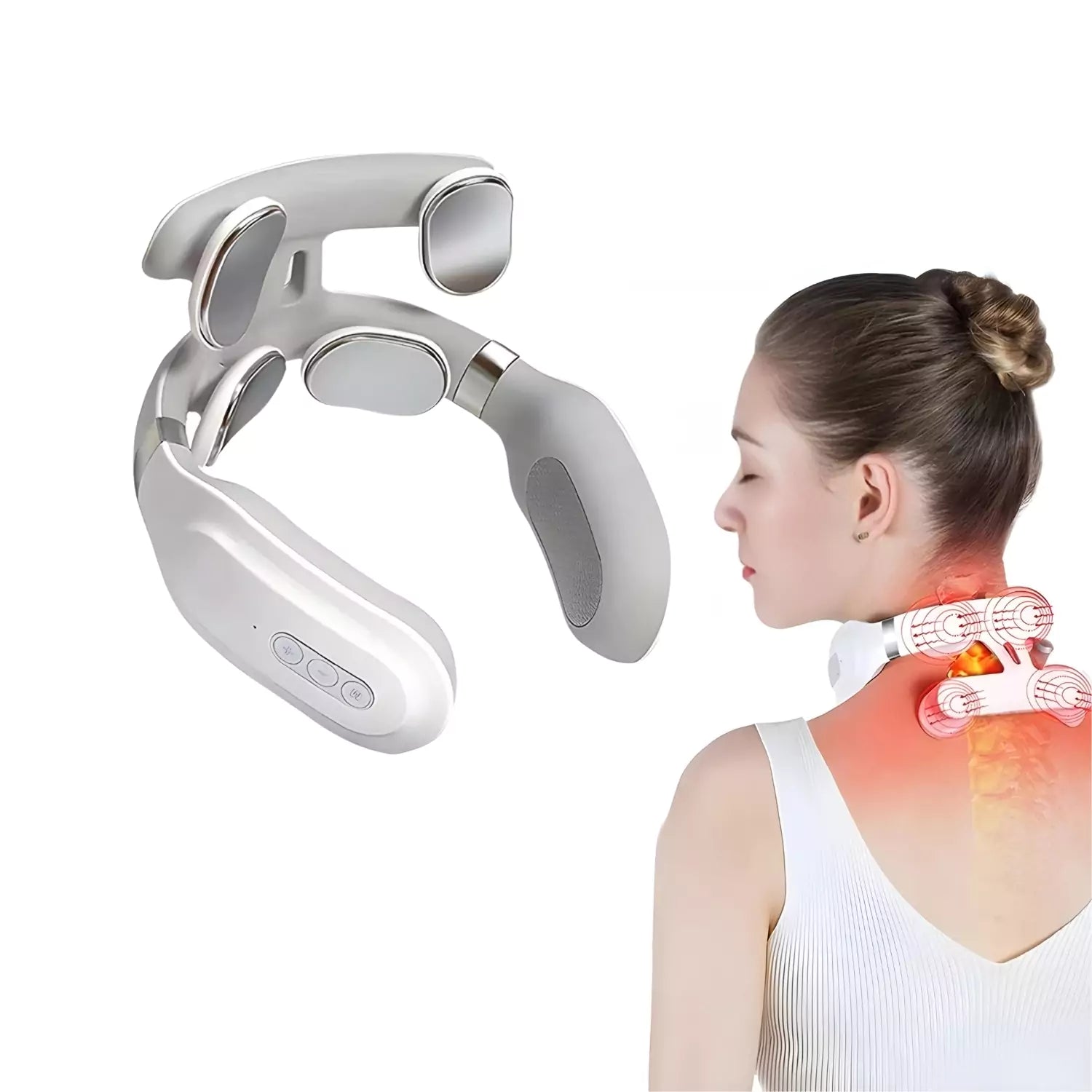 Massageador de Pescoço e Cervical TENS EMS para Alívio de Tensão Muscu ...