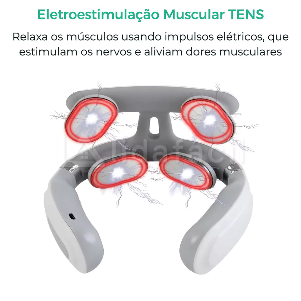 Massageador de Pescoço e Cervical TENS EMS para Alívio de Tensão Muscular