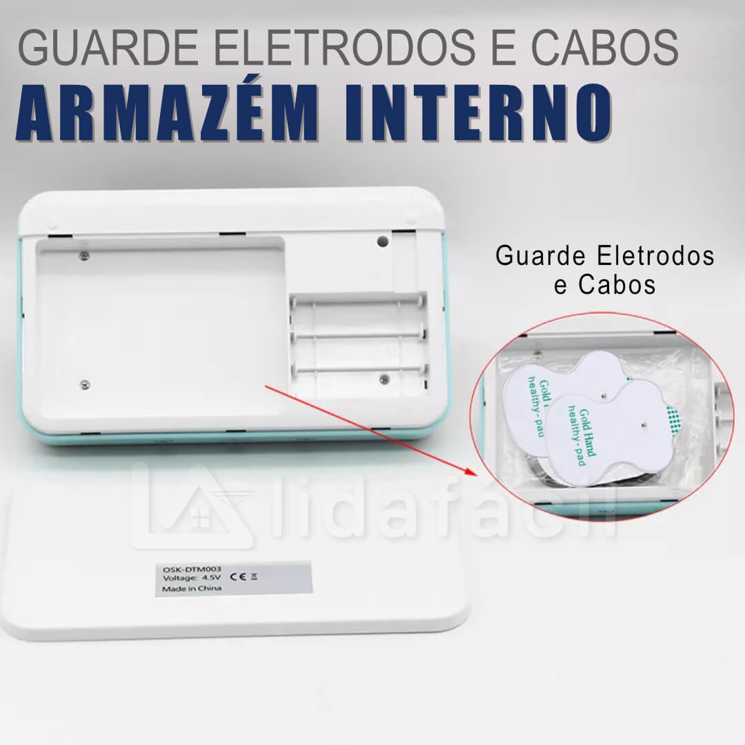 Aparelho Corrente Russa e Tens Eletroestimulador Muscular com Bateria + 20 Pads