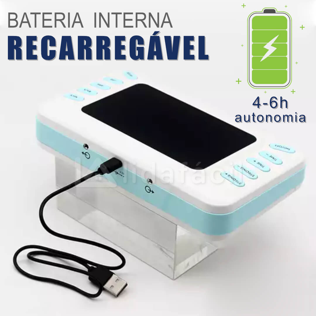 Aparelho Corrente Russa e Tens Portátil com Bateria + 20 Pads