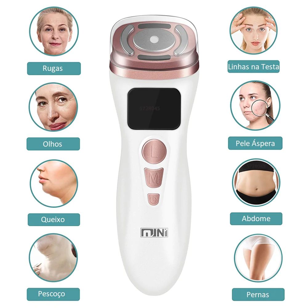 Aparelho Mini Hifu 2 Ultrassom Facial, Radiofrequência e EMS