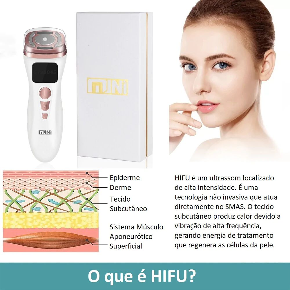Aparelho Mini Hifu 2 Ultrassom Facial, Radiofrequência e EMS