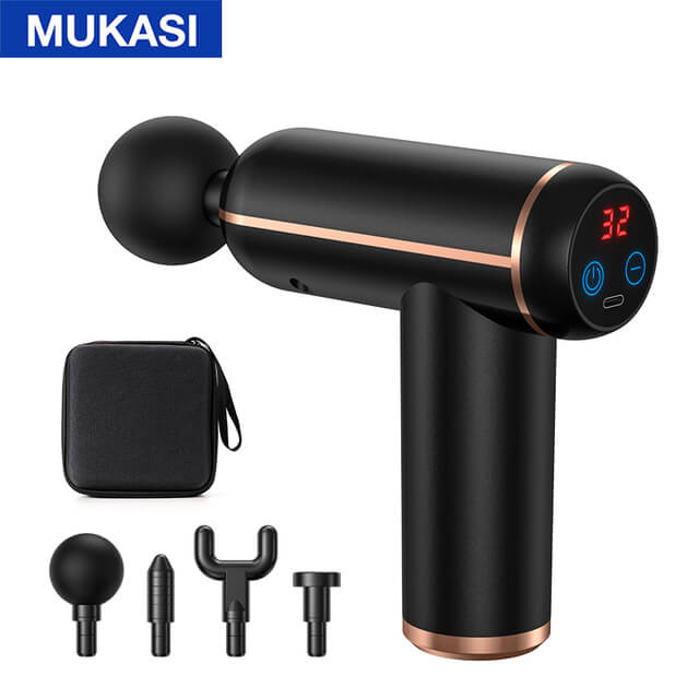 Pistola de Massagem Portátil Percussão Massageador Musaki + Acessórios e Bolsa